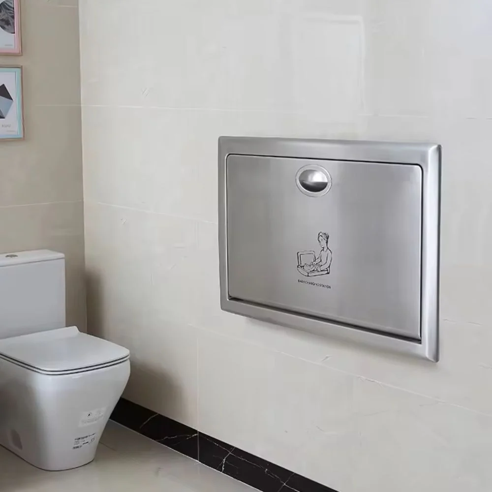 Stainless Steel Horizontal Recessed Baby Changing Station - Image 3
