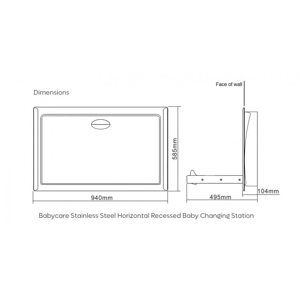 Stainless Steel Horizontal Recessed Baby Changing Station - Image 6